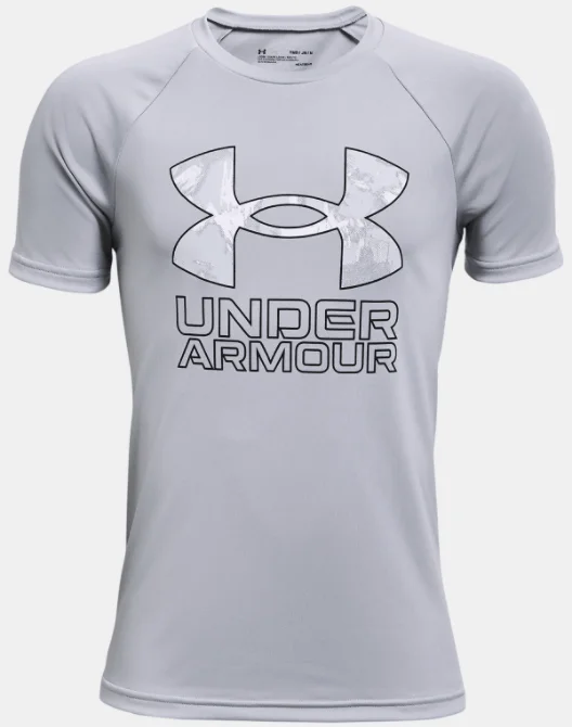 Under Armour Tech™ Hybrid Print Fill Short Sleeve Boys Training T-Shirt Grey